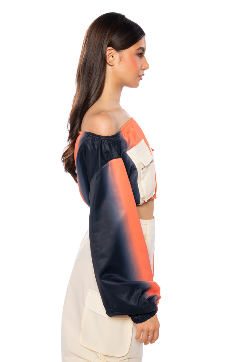 Detail View You Wish Colorblock Cargo Crop Top view 11