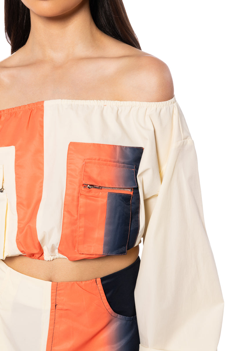 Extra View You Wish Colorblock Cargo Crop Top view 14