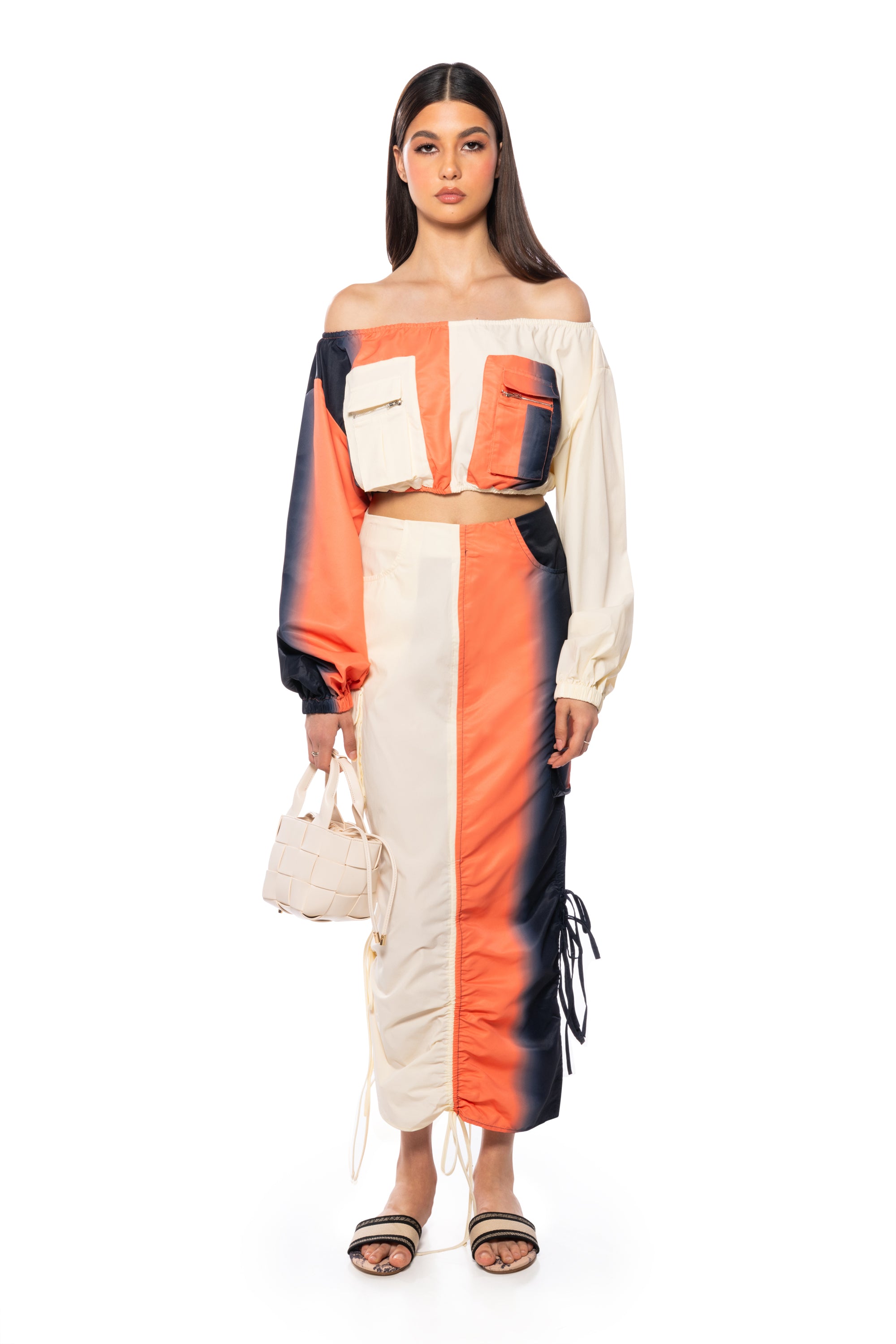 Extra View You Wish Colorblock Cargo Maxi Skirt view 21