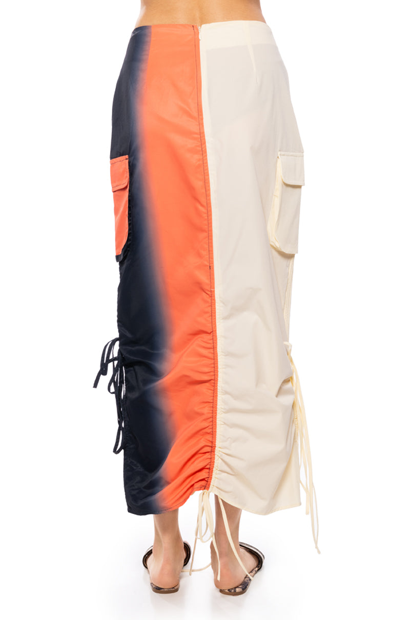 Extra View You Wish Colorblock Cargo Maxi Skirt