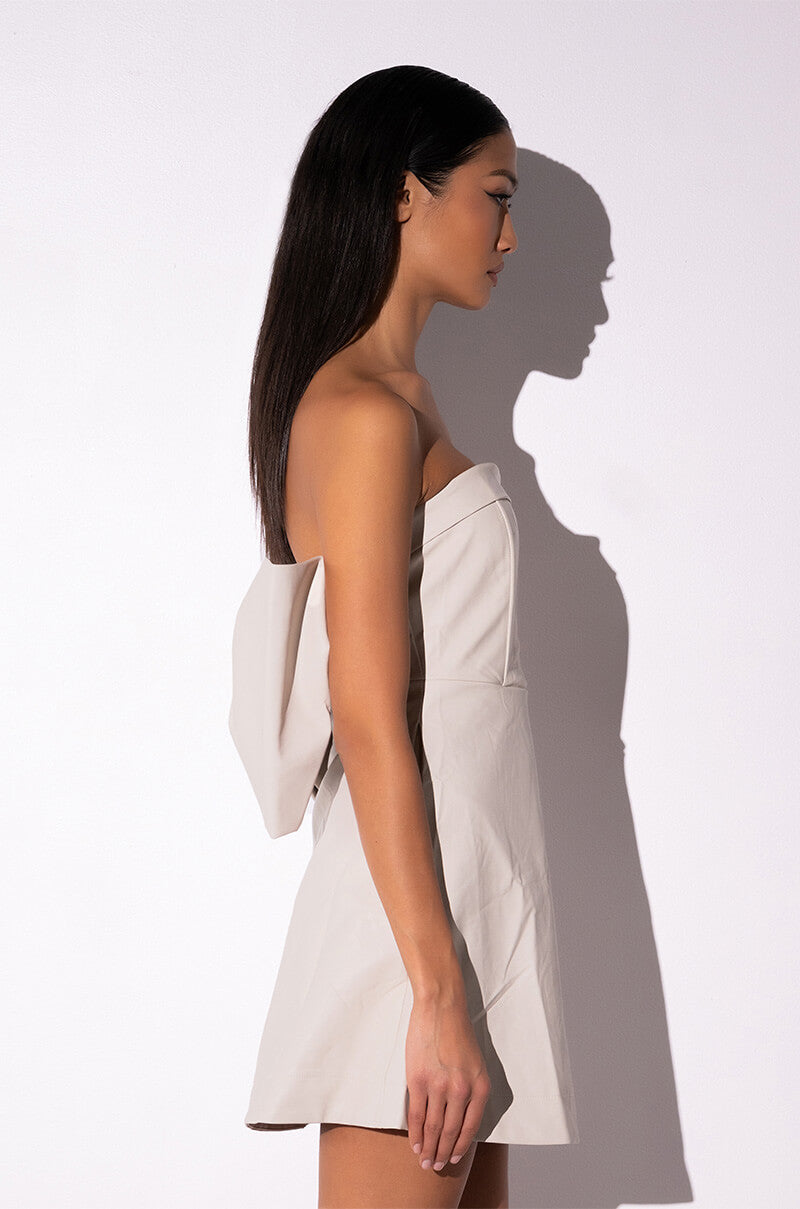 Full View You With Me Bow Detail Faux Leather Mini Dress