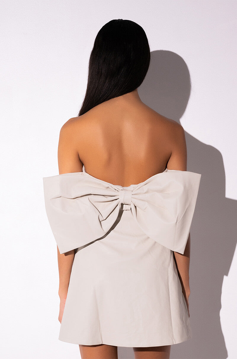 Extra View You With Me Bow Detail Faux Leather Mini Dress
