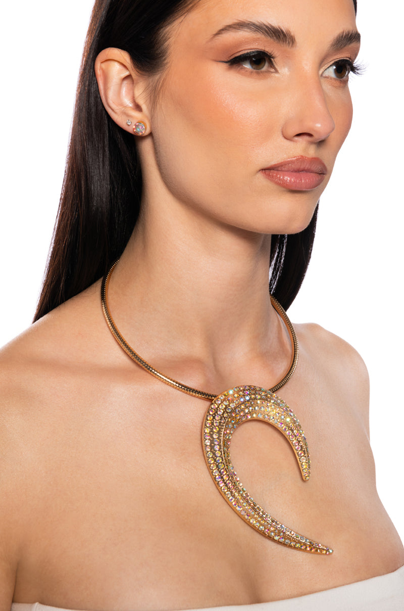 Front View Your Fantasy Embellished Statement Necklace And Earrings Set