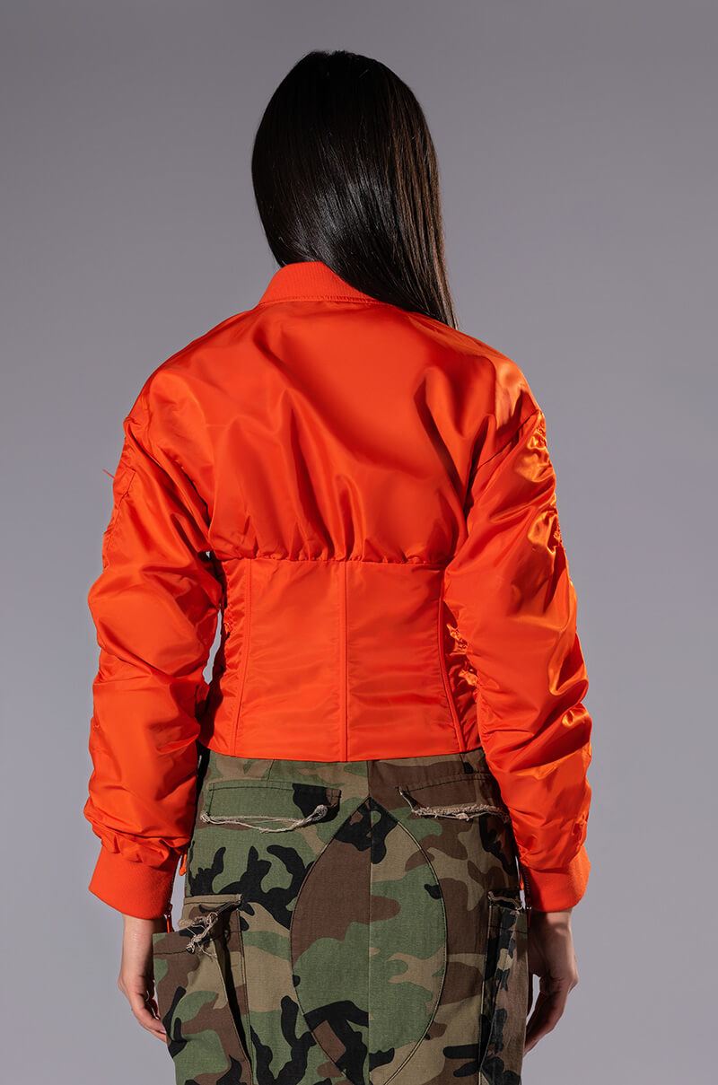 Full View Your Move Fitted Corset Bomber With Adjustable Side Lace Up Detailing