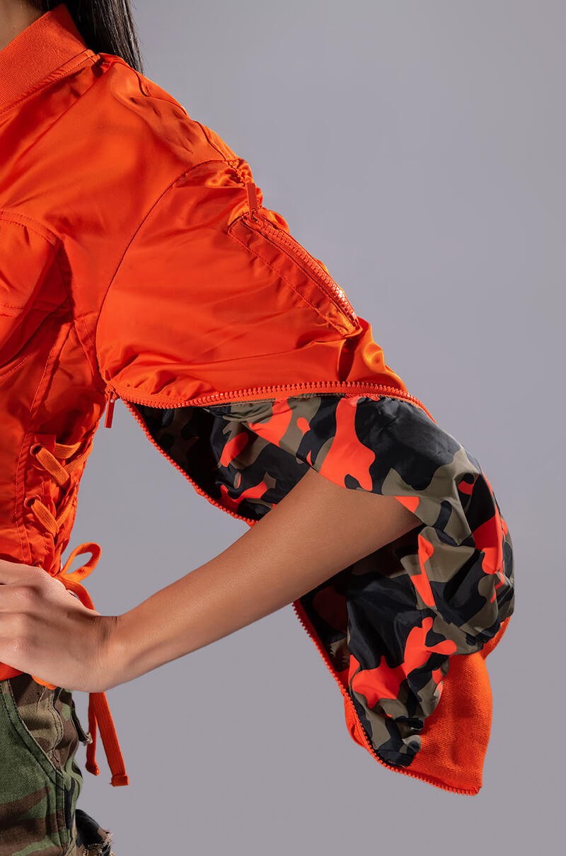 Extra View Your Move Fitted Corset Bomber With Adjustable Side Lace Up Detailing