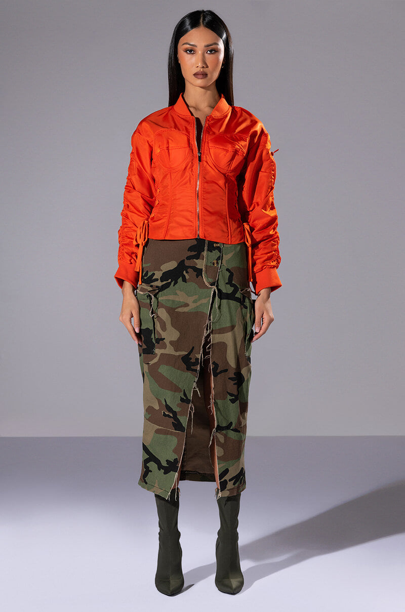 Extra View Your Move Fitted Corset Bomber With Adjustable Side Lace Up Detailing