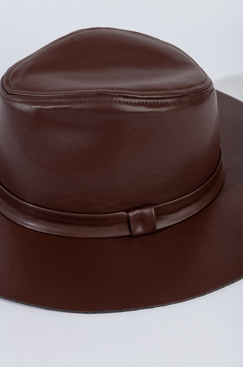 Detail View Yummy Faux Leather Brim Hat