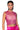 Front View Zelda Rhinestone Mesh Sleeveless Top In Fuchsia