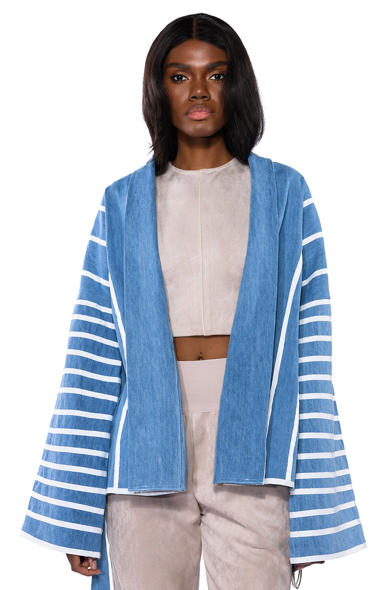 Back View Zen Denim Kimono Jacket