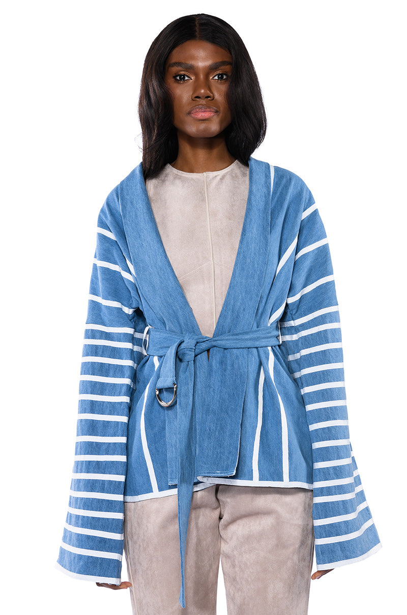 Detail View Zen Denim Kimono Jacket
