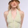 Front View Zip It Up Sleeveless Crop Top In Mint