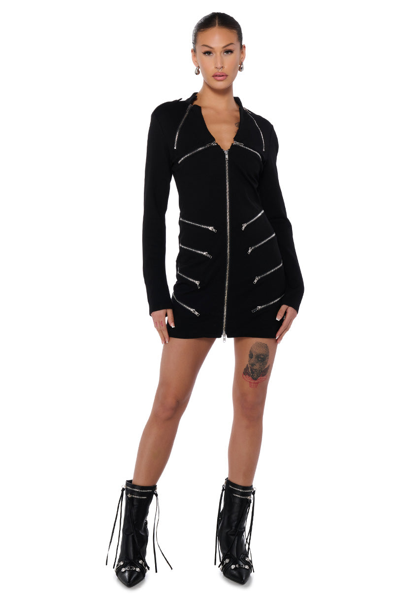 Back View Zip Me Up Knit Mini Dress 2