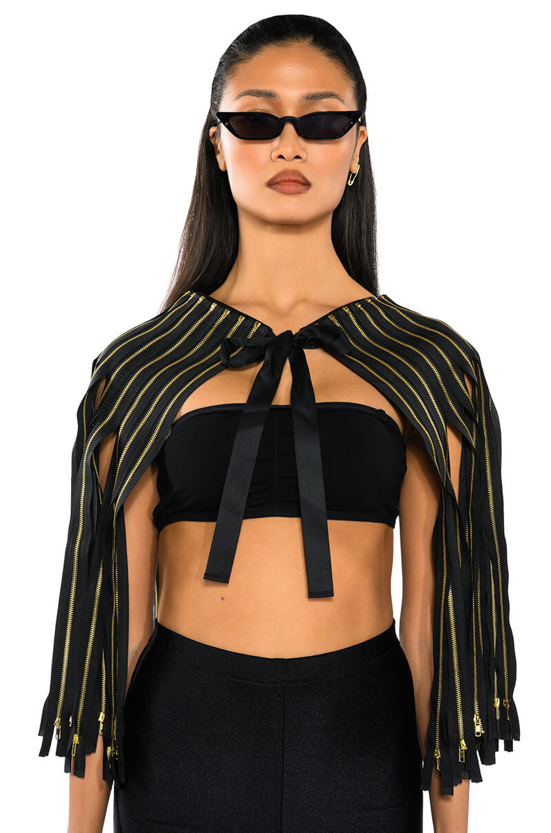 Front View Zip Zip Cape Jacket