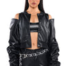 Front View Zip Zip Faux Leather Bomber