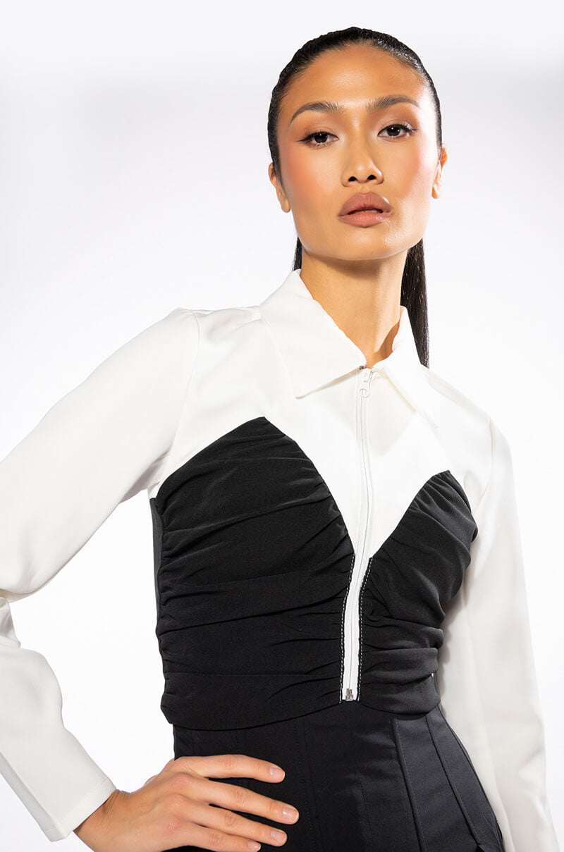 Front View Zippie Detail Blouse