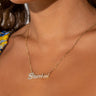 Front View Zodiac Name Plate Rhinestone Pave Necklace