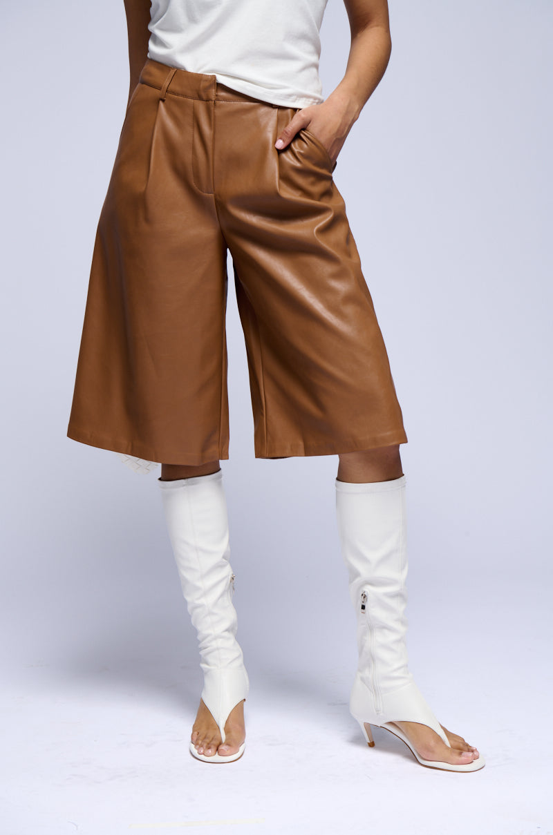 ZOE LONG LENGTH FAUX LEATHER SHORT view 0