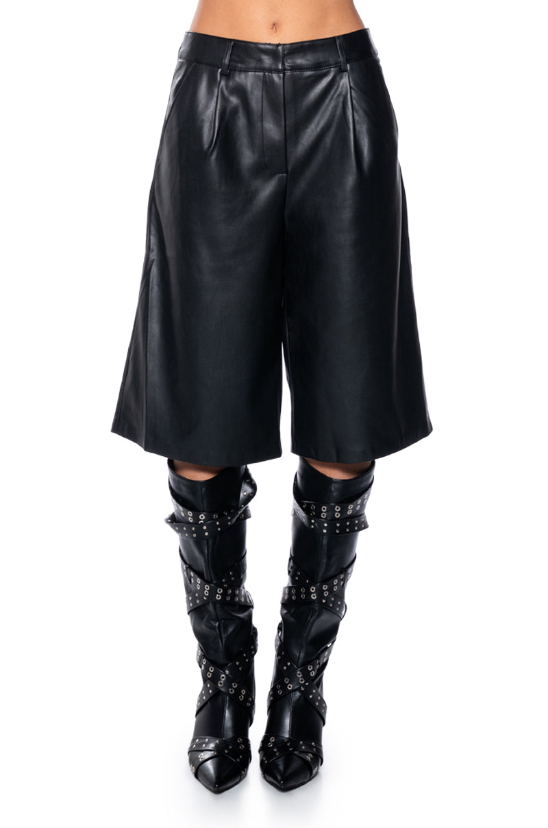Full View Zoe Long Faux Leather Shorts