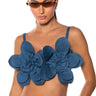 Front View Zoey Denim Flower Crop Top