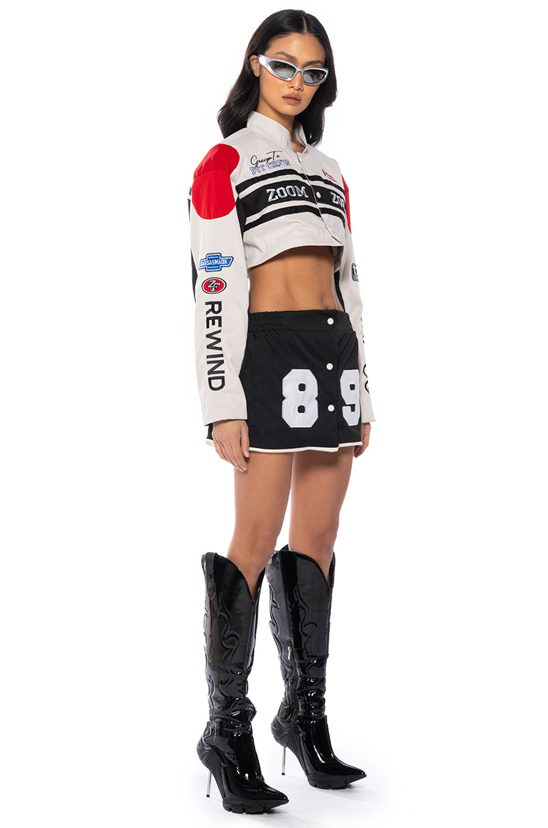 Extra View Zoom Zoom Two In One Bomber Skirt Set