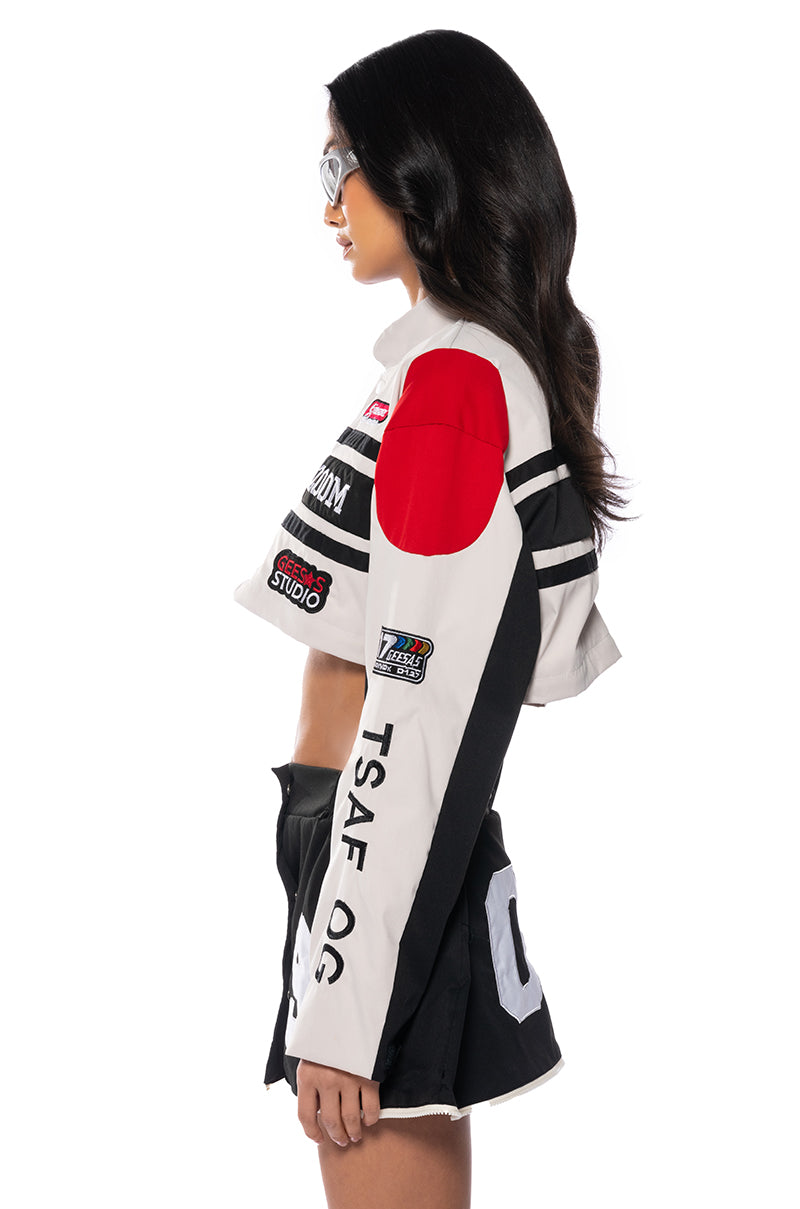 Extra View Zoom Zoom Two In One Bomber Skirt Set