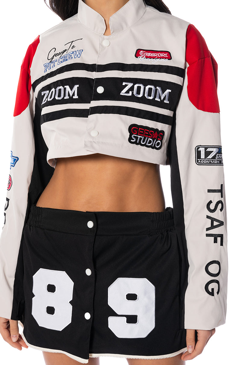 ZOOM ZOOM TWO IN ONE BOMBER SKIRT SET