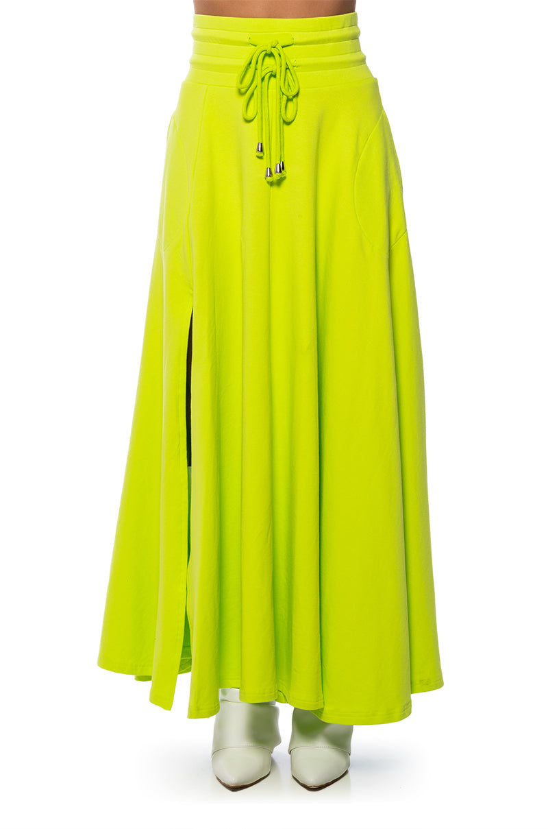 Detail View Zumi Maxi Skirt In Lime
