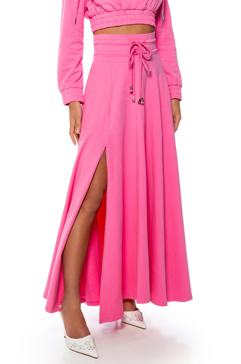 Front View Zumi Maxi Skirt In Pink