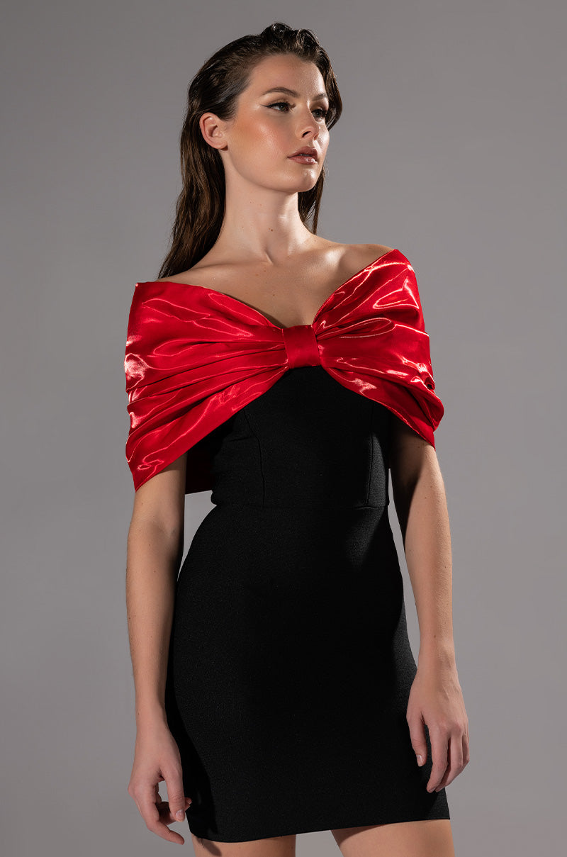 Side View Zuri Statement Bow Bandage Mini Dress