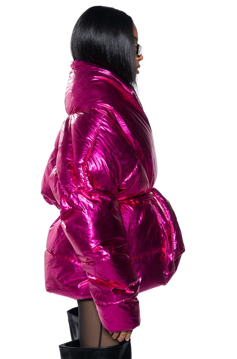 AURTURA LUXE METALLIC PINK PUFFER COAT