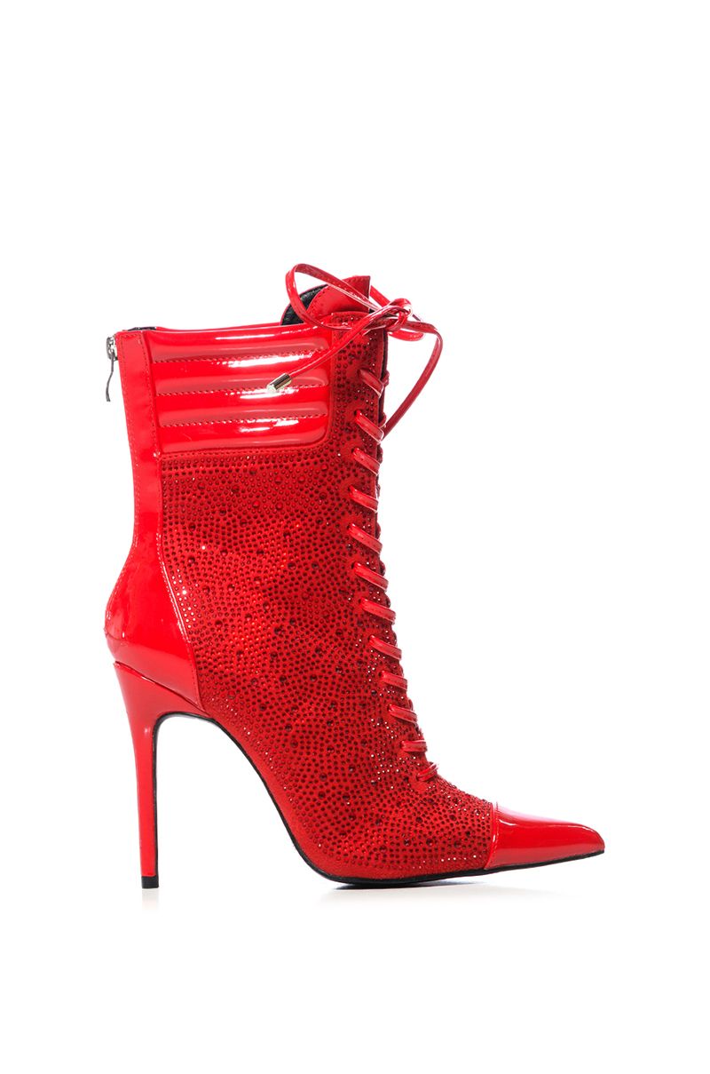 The Ashlea Rhinestone Heel in Red 9.0 / Red
