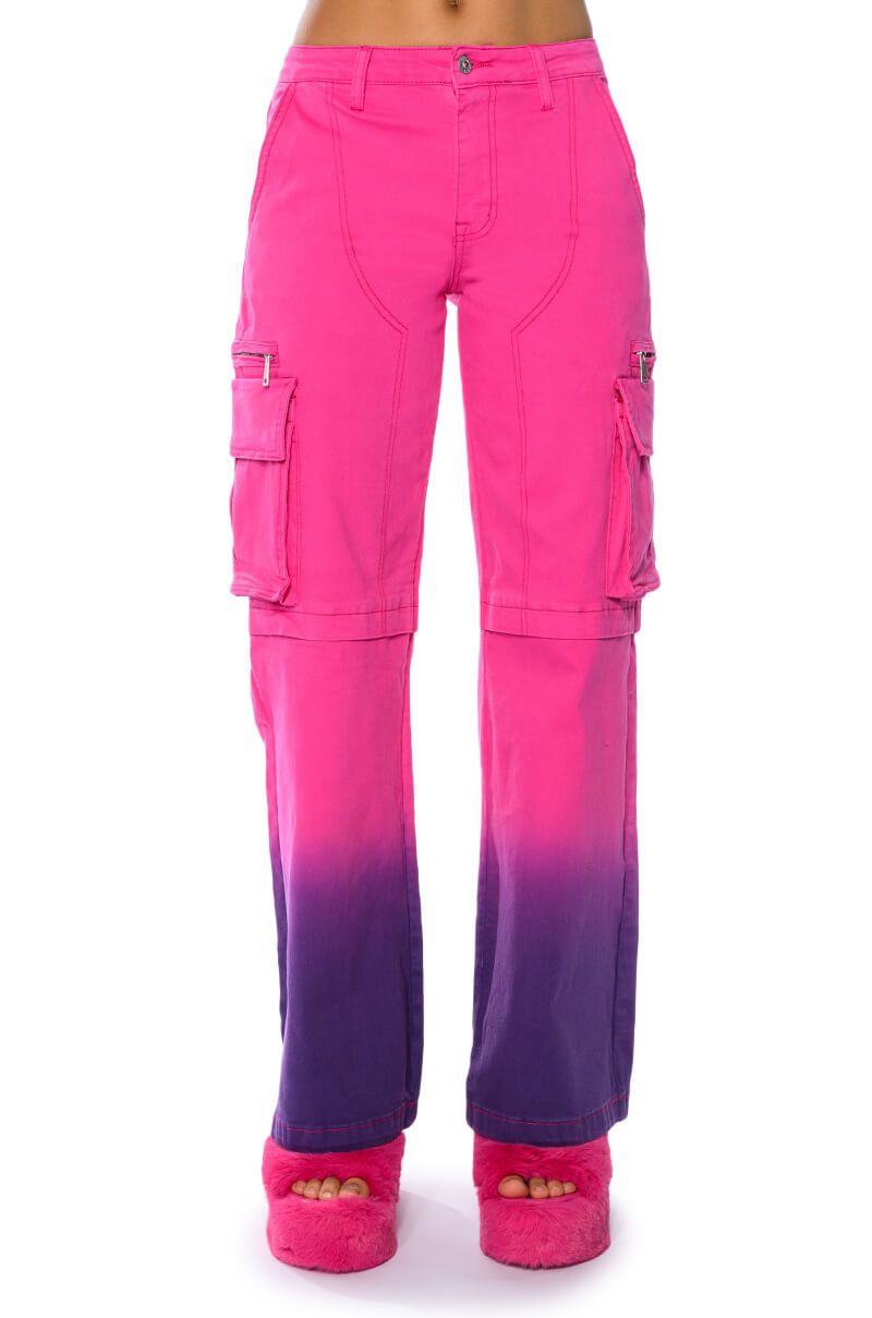Pink Cargo Pants Relaxed Wide Leg