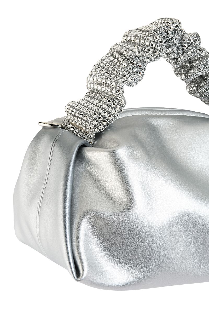 Embellished satin and leather mini-pouch