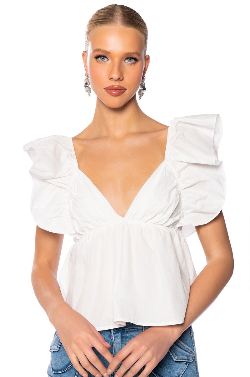 ELLORY PEPLUM BLOUSE IN WHITE