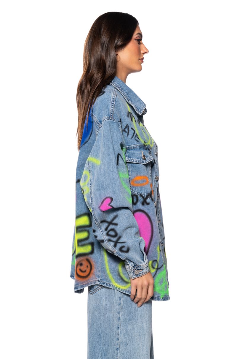 HEAVY HITTER OVERSIZED DENIM JACKET in DENIM