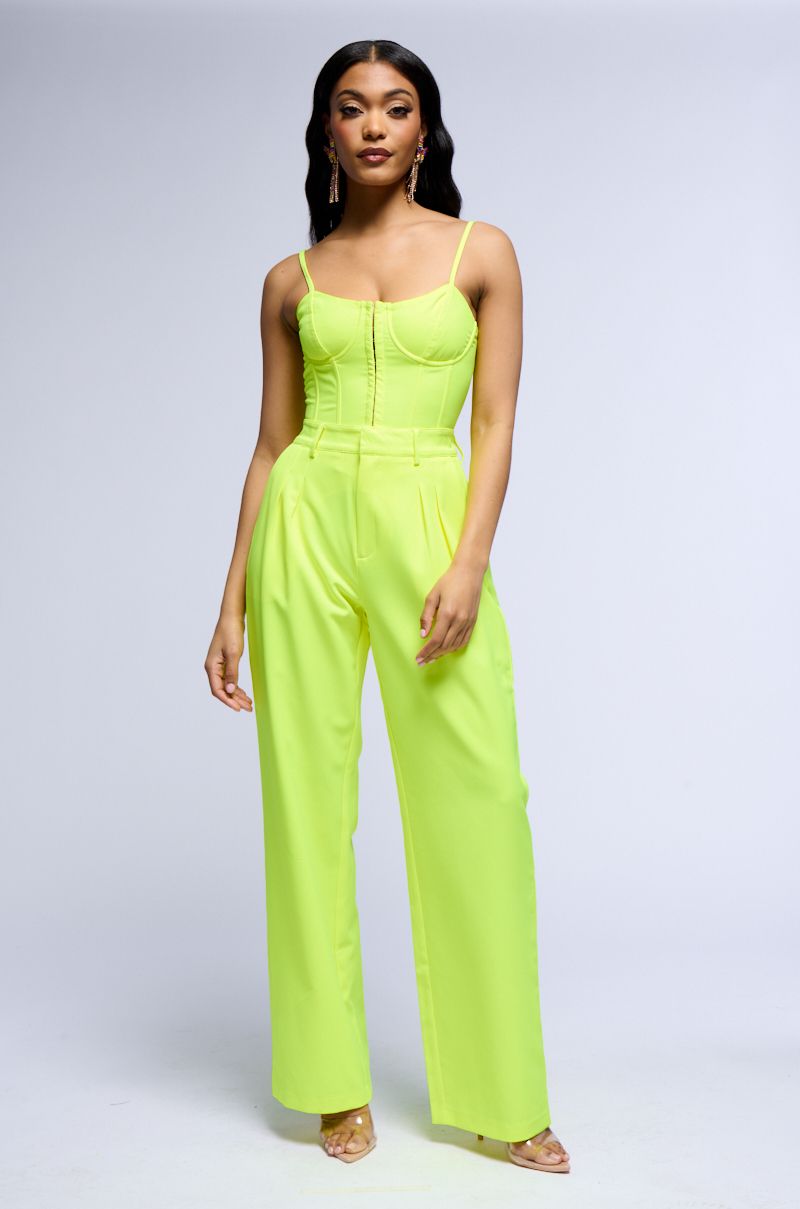 LOOKING SHARP RELAXED FIT TROUSERS IN NEON YELLOW