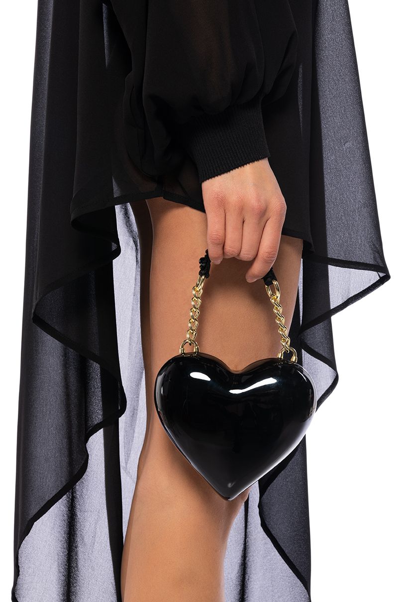 Black Heart Shaped Crossbody Chain bag Cute Clutch Purses