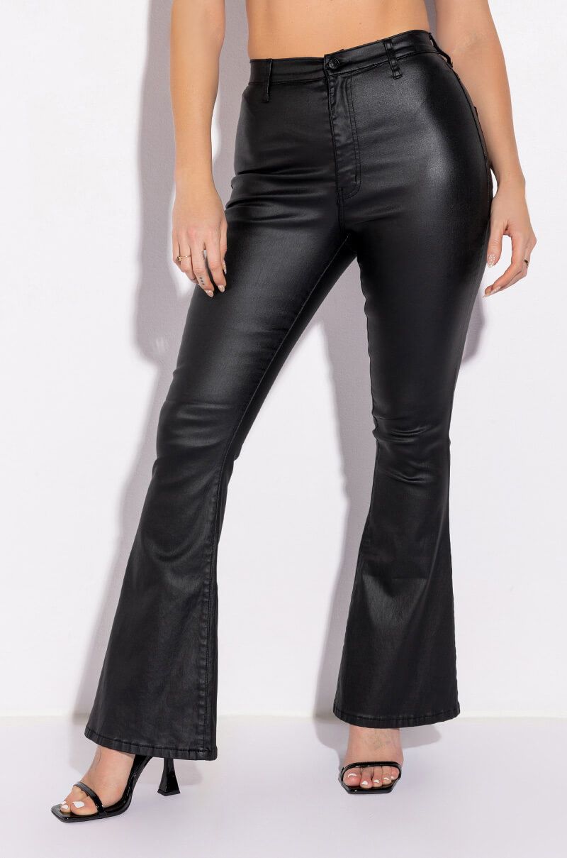 High Rise Faux Leather Pants