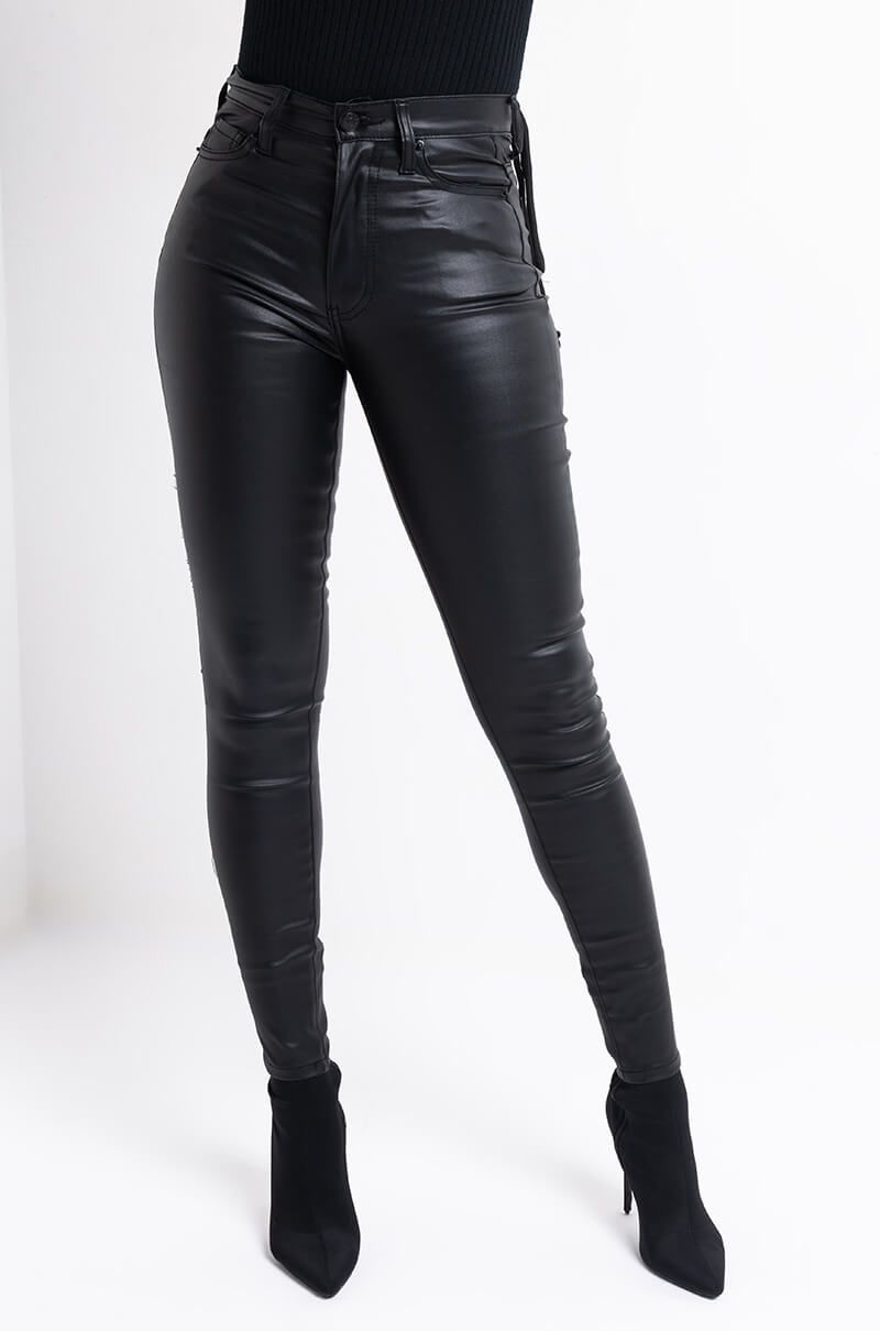 Flirty Allure High Waist Faux Leather Legging In Taupe