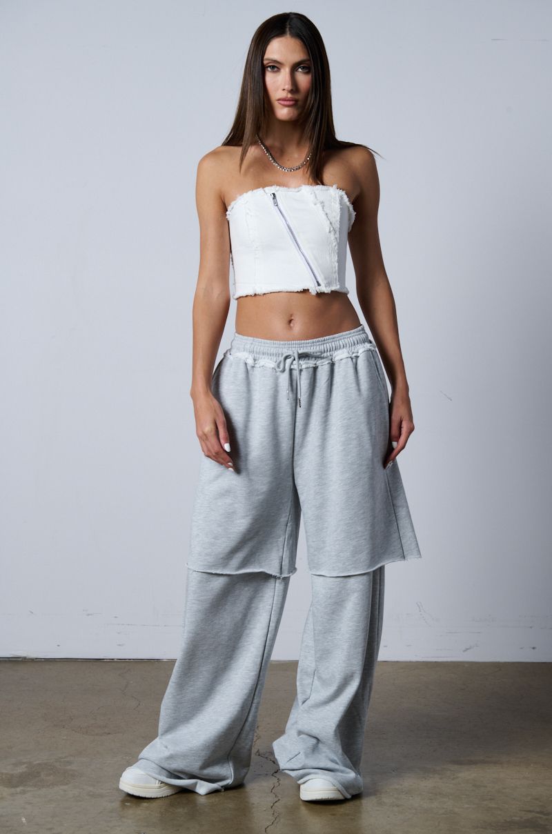 OVER AND OVER WIDE LEG JOGGER IN HEATHER GREY