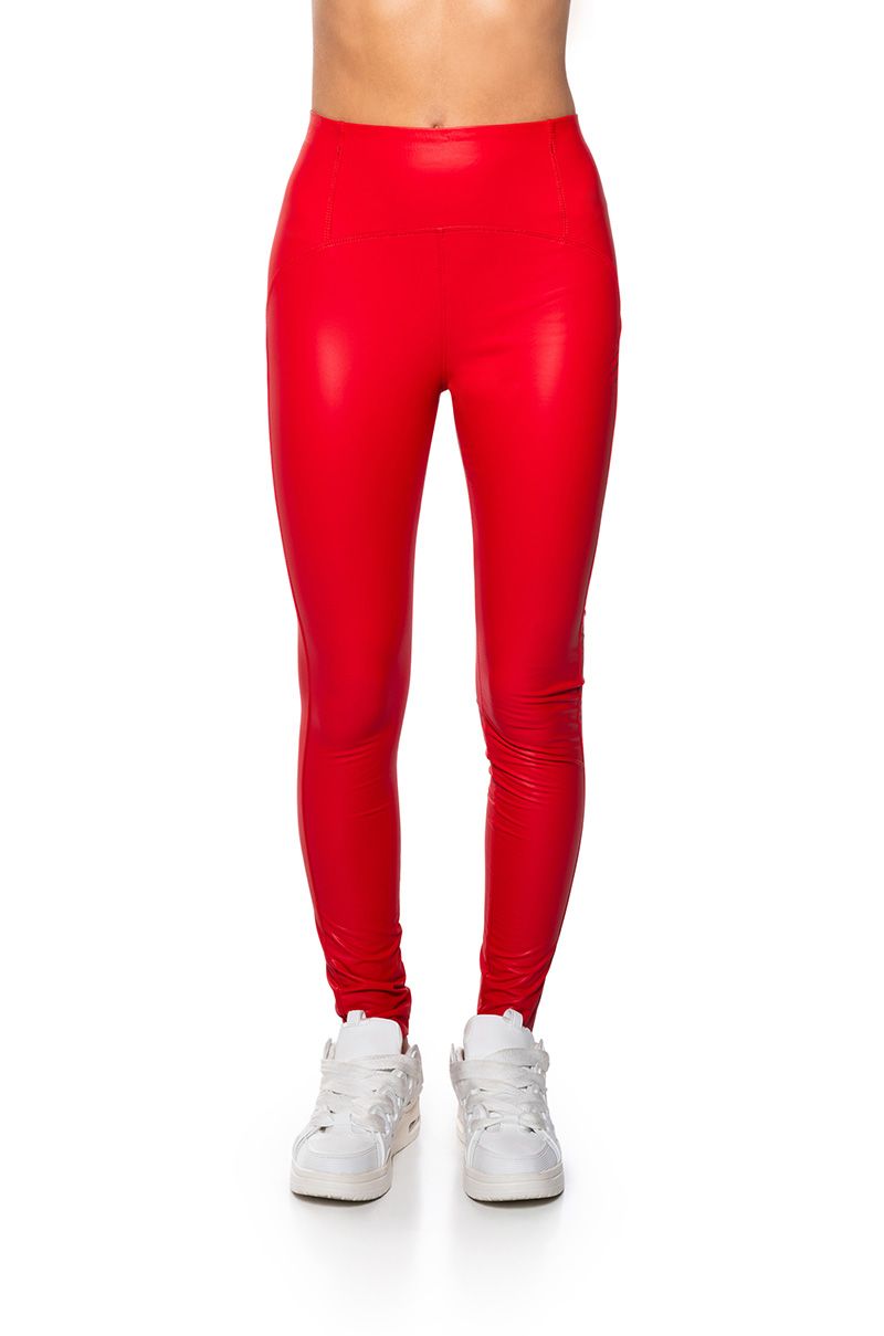 RIO HIGH RISE LEGGING WITH 4 WAY STRETCH IN RED