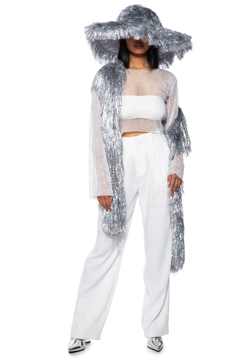 UNDER THE LIGHTS TINSEL BOA IN SILVER