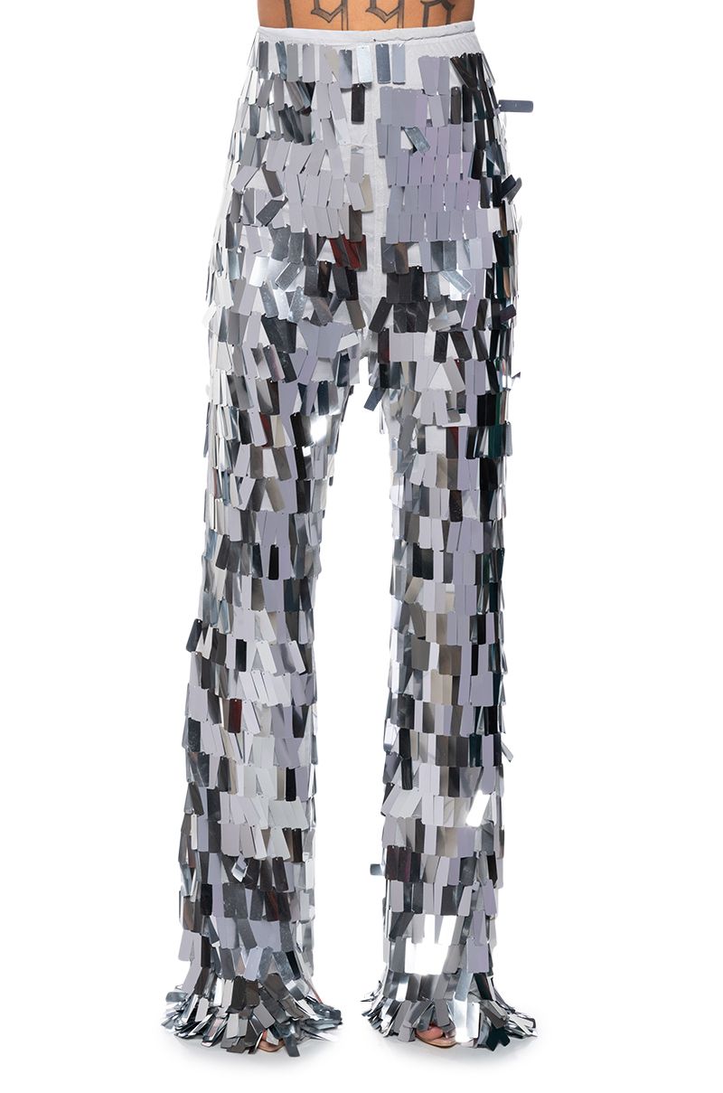 VAL STRETCH SEQUIN PANT IN SILVER