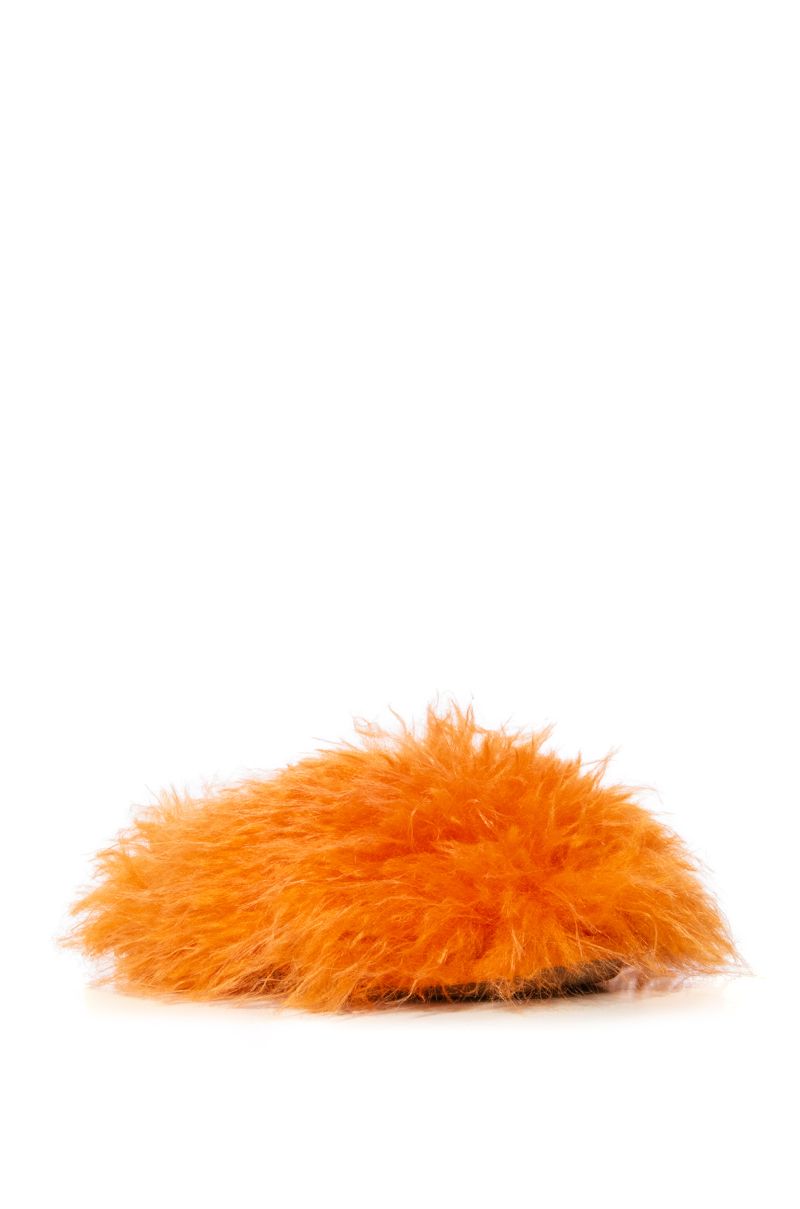 Hannah Rosanna Orange Bow Faux Fur Slippers