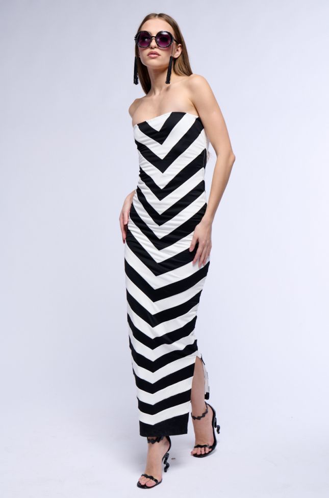Front View A Day In The Hamptons Striped Maxi Dress