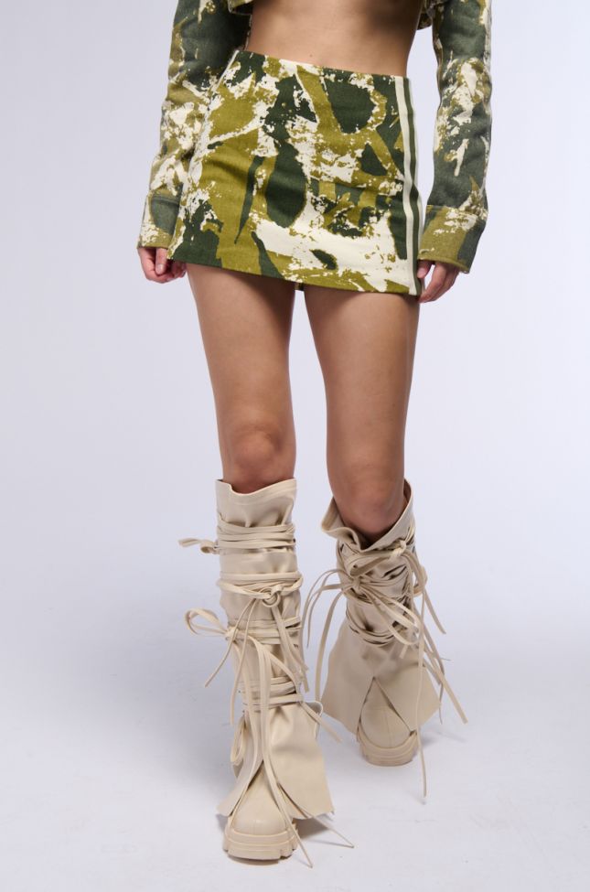 Full View Abstract Camo Mini Skirt