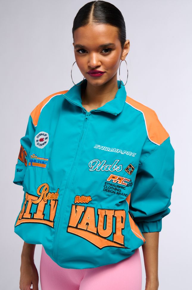 Front View Alix Patch Windbreaker Bomber