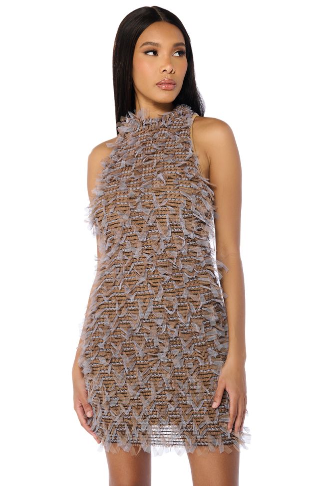 Front View All About Me Mesh Mini Dress
