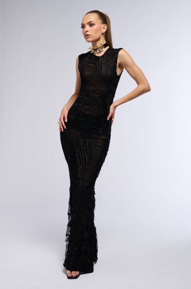 Front View All Falls Down Maxi Dress In Black