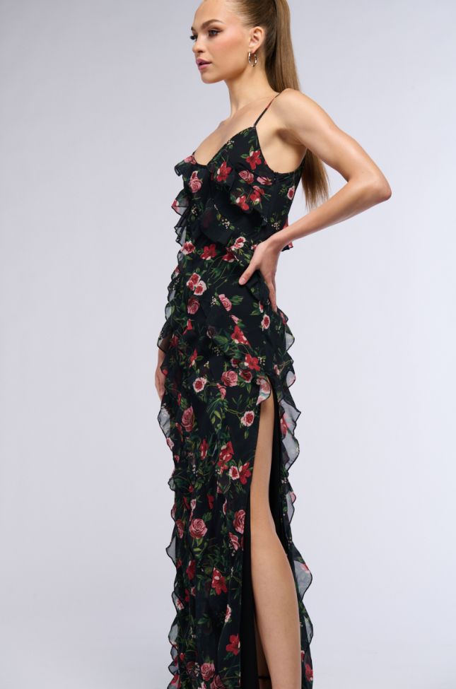 Front View Always The Bridesmaid Printed Maxi Dress